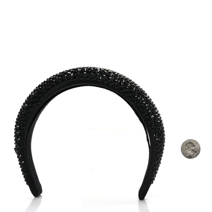 Prada Satin Crystal Embellished Headband Black 2 of 5