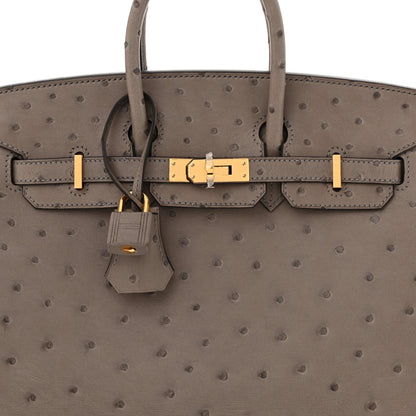 Hermes Ostrich Birkin 25 Gris Tourterelle 7 of 13