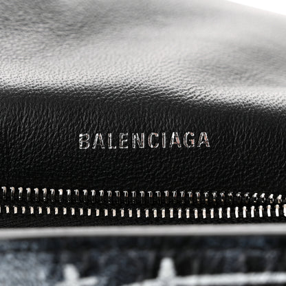Balenciaga Agneau Arena Graffiti Medium Crush Chain Bag Black White 6 of 11