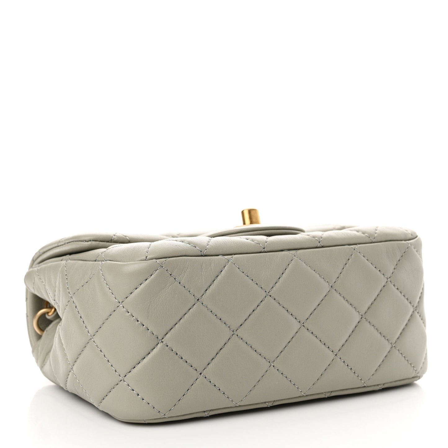 Lambskin Quilted Mini Pearl Crush Flap Grey
