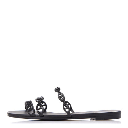 Hermes Rubber Chaine d'Ancre Rivage Sandals 39 Black 1 of 8