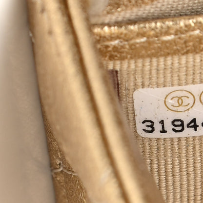 Chanel Metallic Lambskin Quilted Large Gusset Flap Wallet Gold 8 of 9