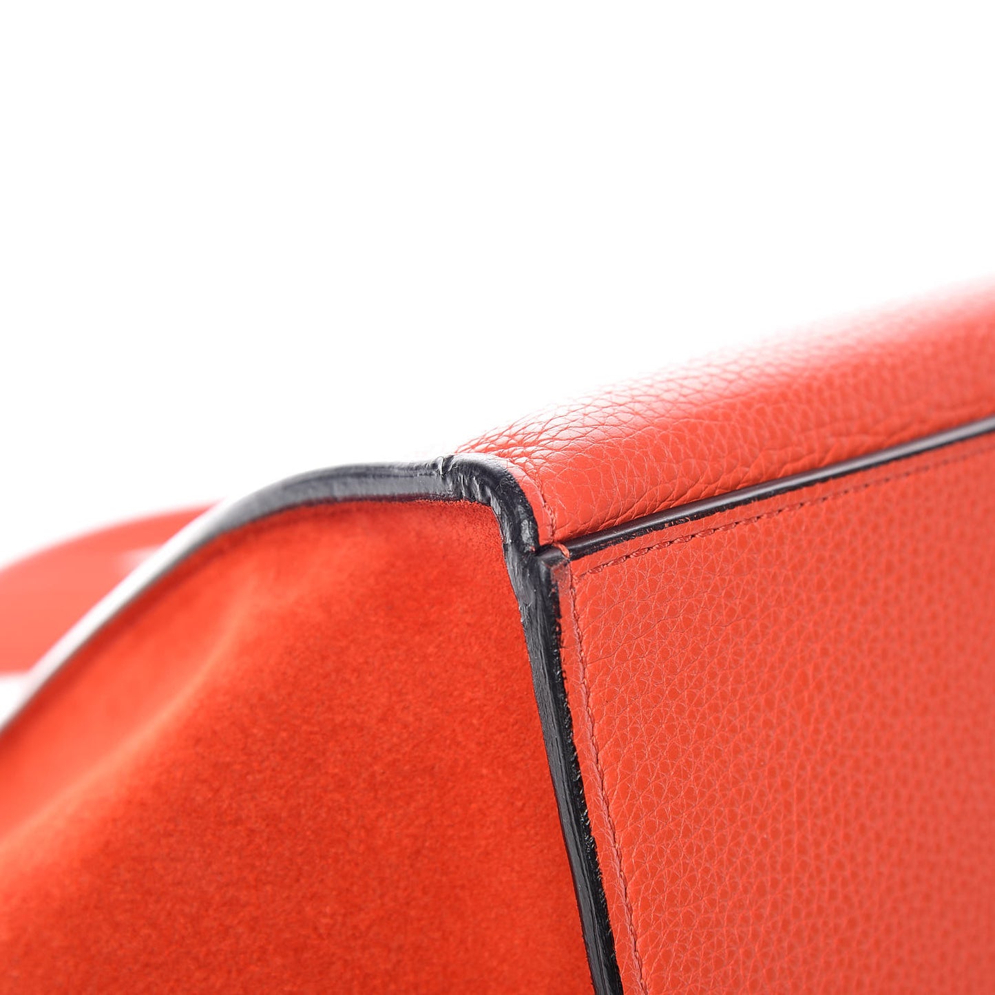 Drummed Calfskin Suede Medium Trapeze Vermillion