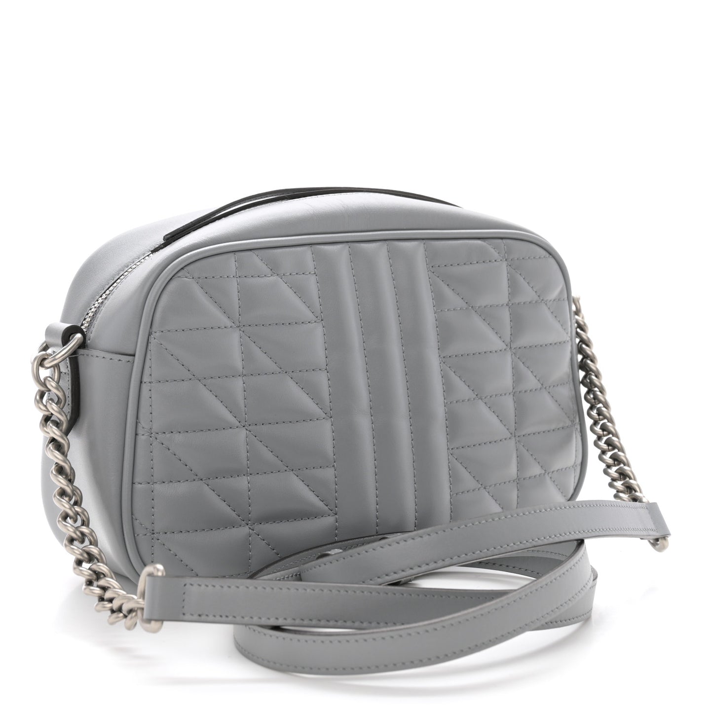 Calfskin Matelasse Aria Small GG Marmont Chain Shoulder Bag Deep Grey