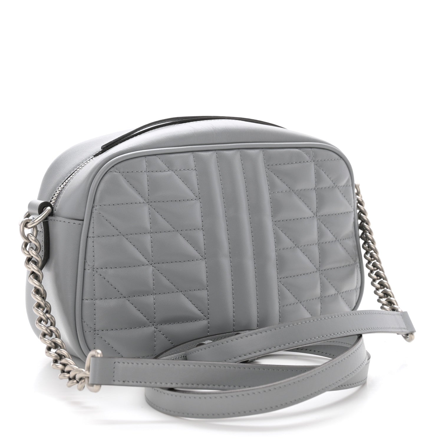 Gucci Calfskin Matelasse Aria Small GG Marmont Chain Shoulder Bag Deep Grey 2 of 9