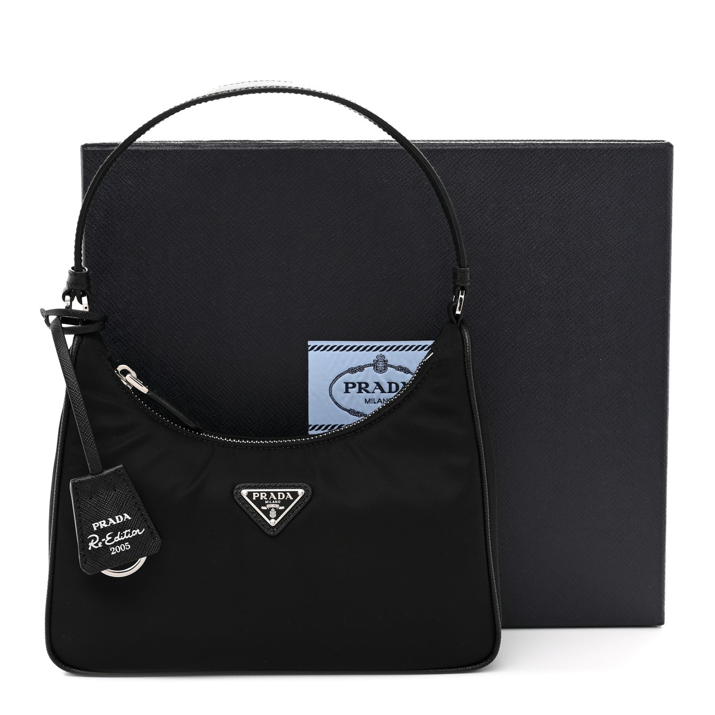 Tessuto Nylon Saffiano Mini Re-Edition 2000 Bag Black