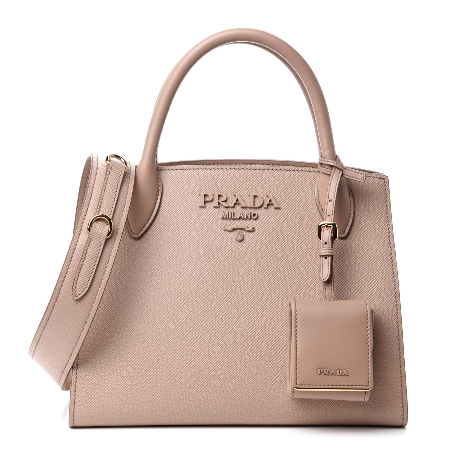 Saffiano Cuir Calfskin Small Monochrome Top Handle Tote Cipria