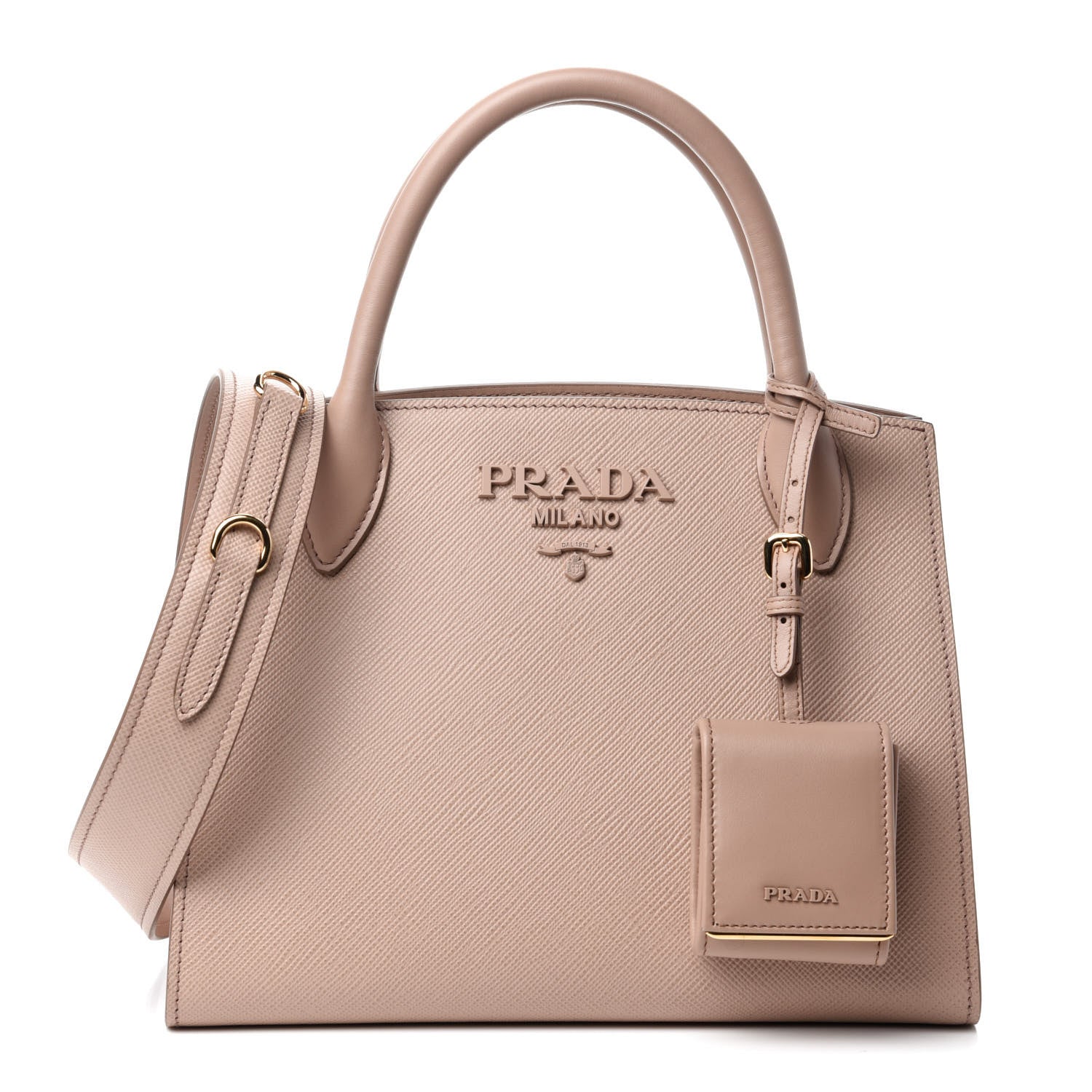 Prada Saffiano Cuir Calfskin Small Monochrome Top Handle Tote Cipria 1 of 9