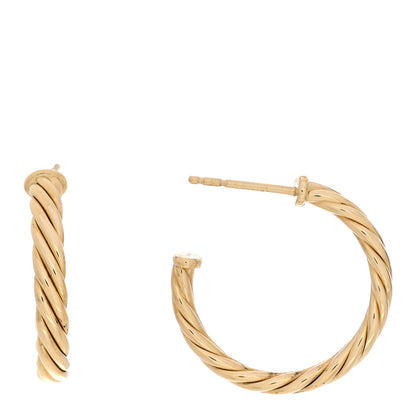 David Yurman 18K Yellow Gold Mini Cablespira Hoop Earrings 1 of 5