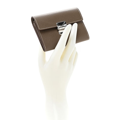 Hermes Madame Calfskin Charniere Compact Wallet Etoupe 2 of 7