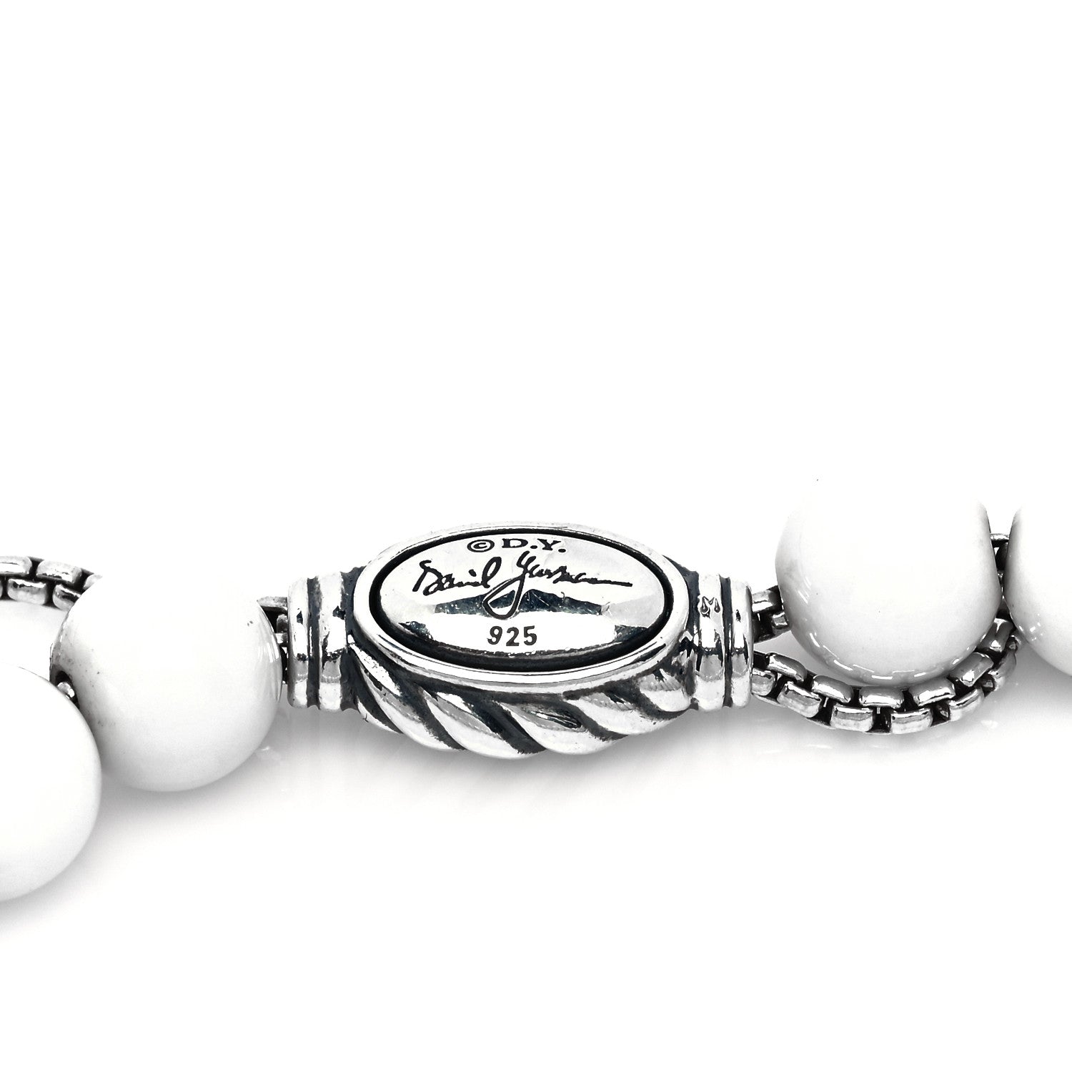 David Yurman Sterling Silver White Agate 8mm Spiritual Beads Adjustable Bracelet 4 of 4
