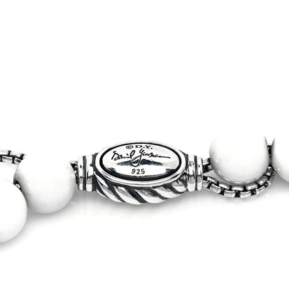 David Yurman Sterling Silver White Agate 8mm Spiritual Beads Adjustable Bracelet 4 of 4