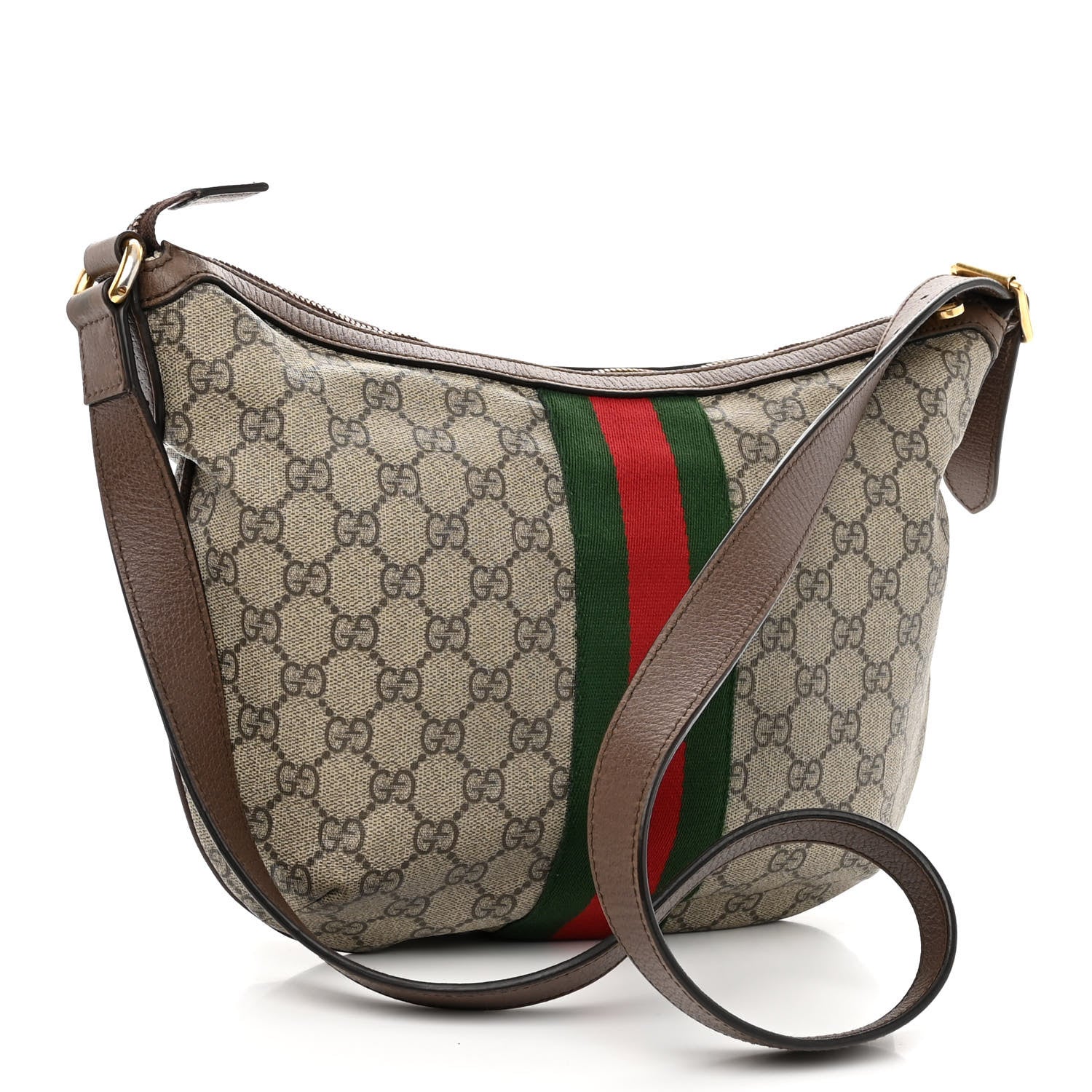Gucci GG Supreme Monogram Web Small Ophidia Half Moon Hobo Brown 3 of 10