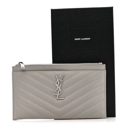 Saint Laurent Grain De Poudre Chevron Monogram Bill Pouch Granite 11 of 11