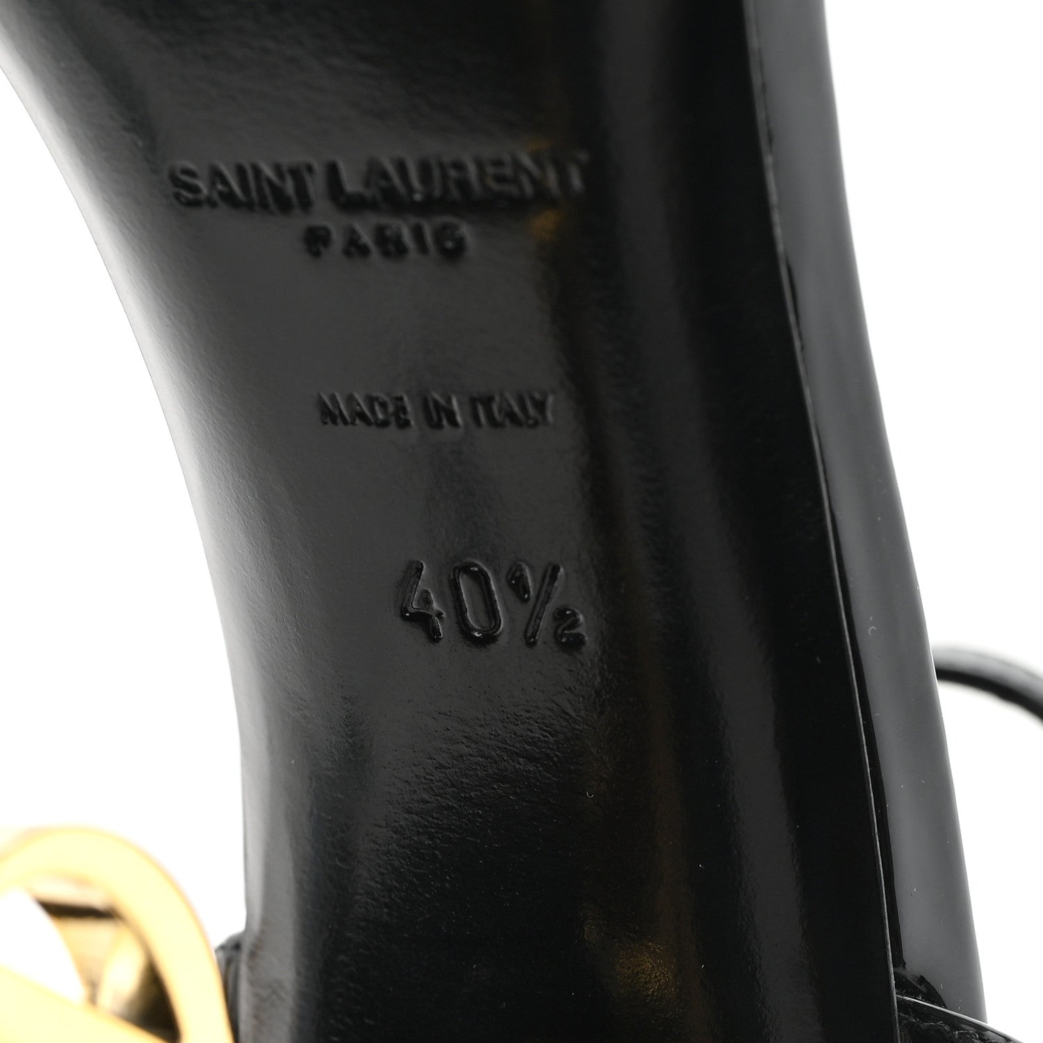 Saint Laurent Patent Calfskin Opyum 110 Sandals 40.5 Black Gold 7 of 10