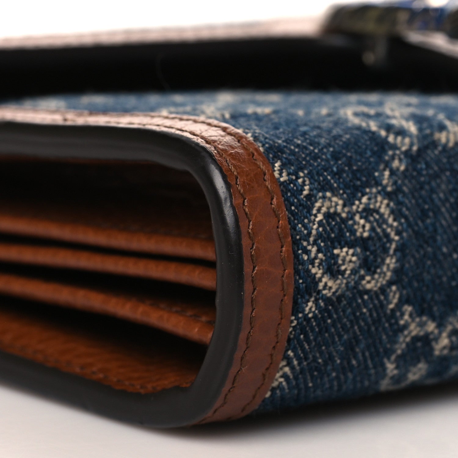 Gucci New Denim GG Monogram Dollar Calfskin Enamel Mini Dionysus Chain Wallet Blue Tea Cuir Epilog Electric Blue 9 of 12