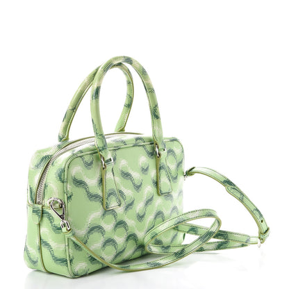 Prada Saffiano Molecule Print Small Bauletto Bag Giada 3 of 8