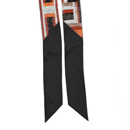 Hermes Silk Embroidered Beaded Tresses H Twilly Black Rouge H Argent 2 of 4