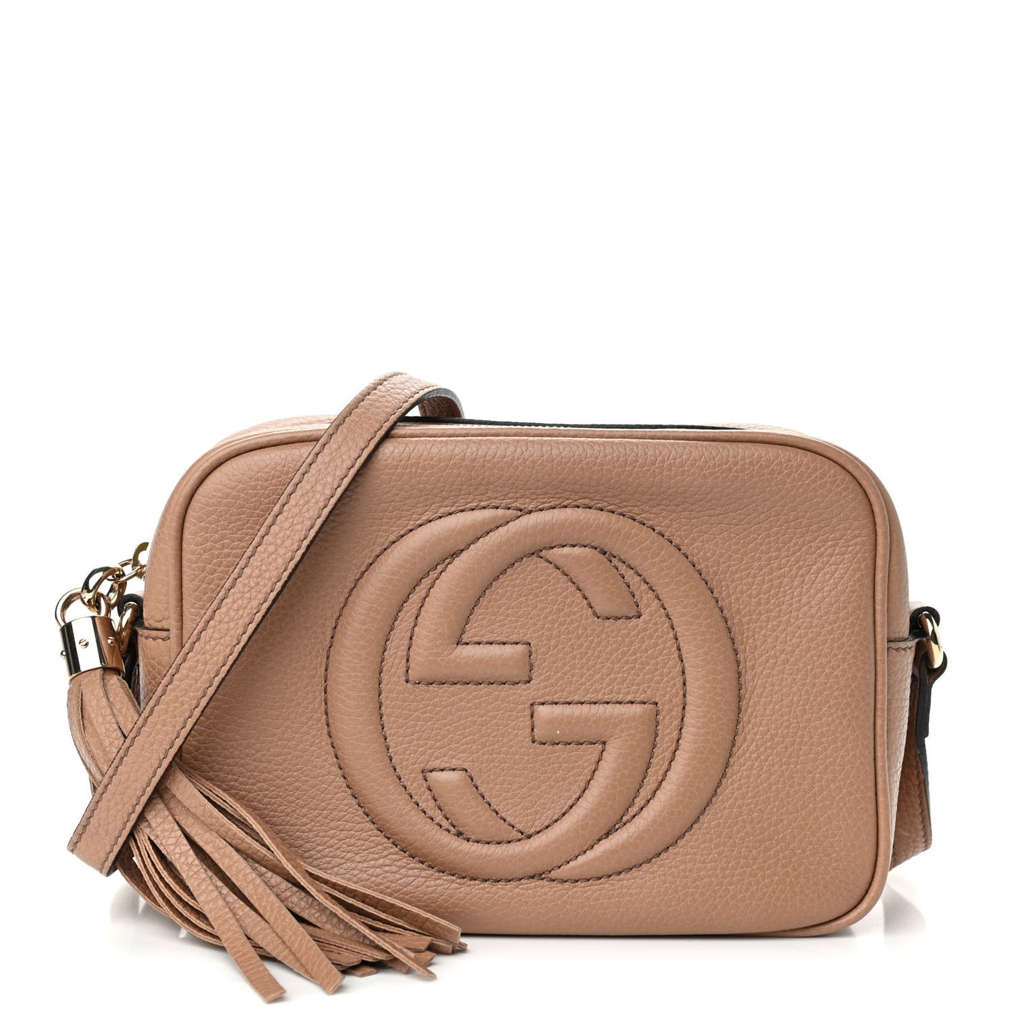 Pebbled Calfskin Small Soho Disco Bag Camelia