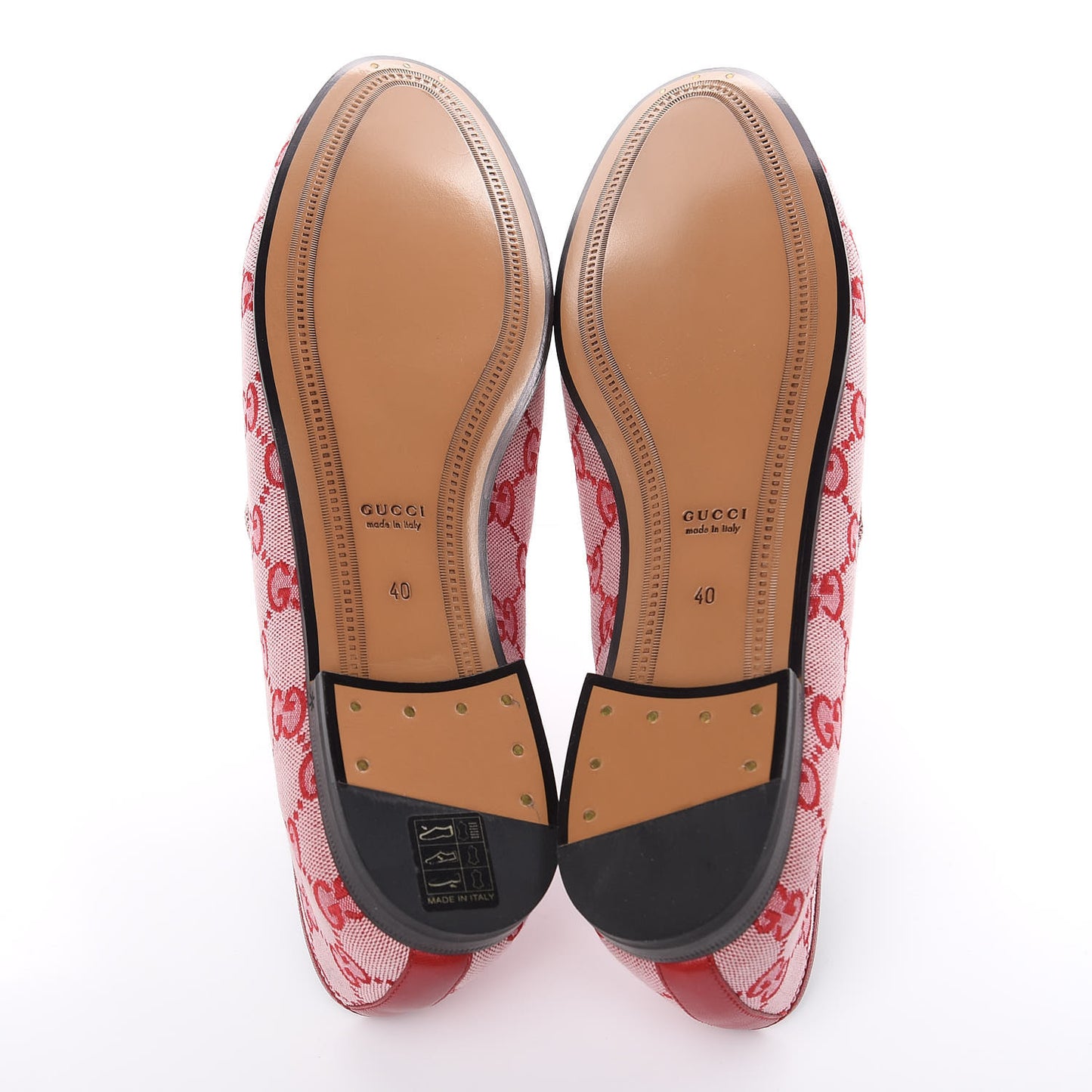 Canvas GG Monogram Horsebit Womens Jordaan Loafers 40 Gardenia Hibiscus Red