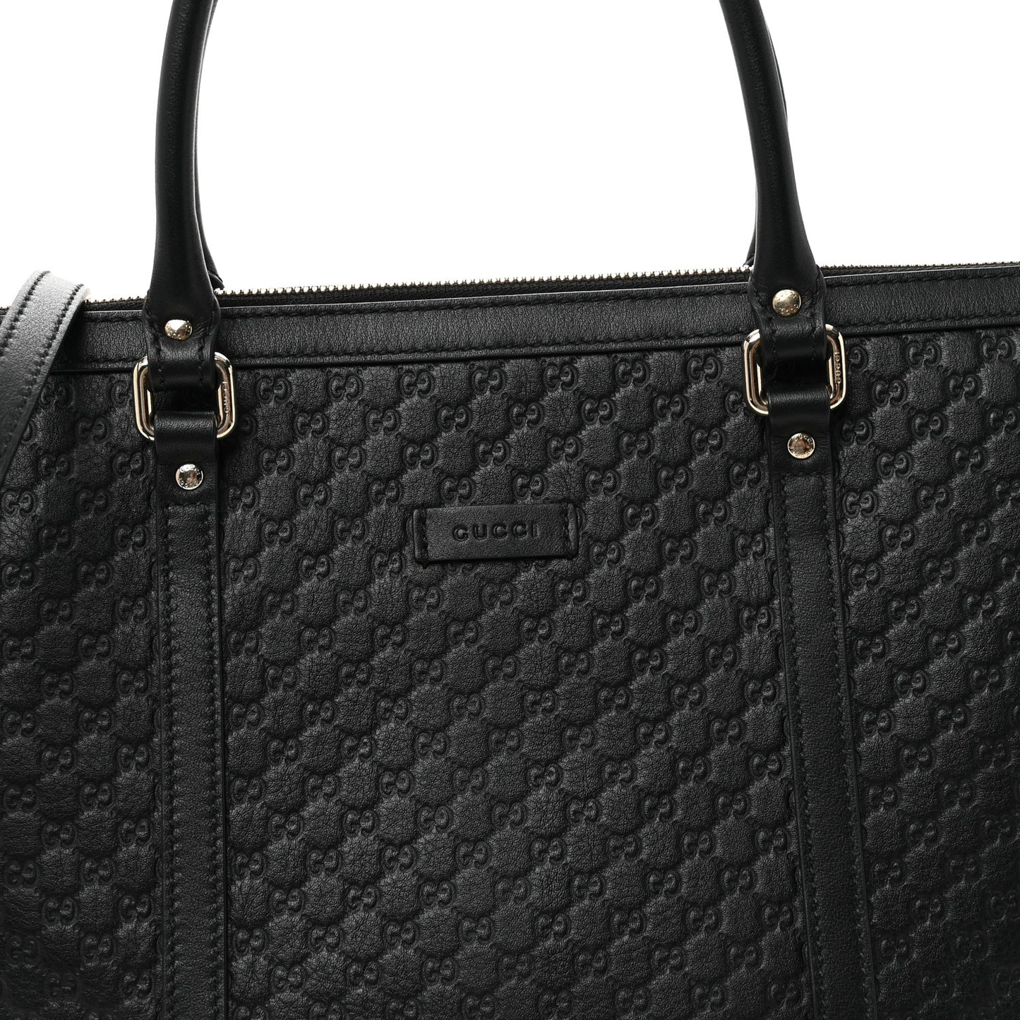 Soft Microguccissima Small Zippered Satchel Black