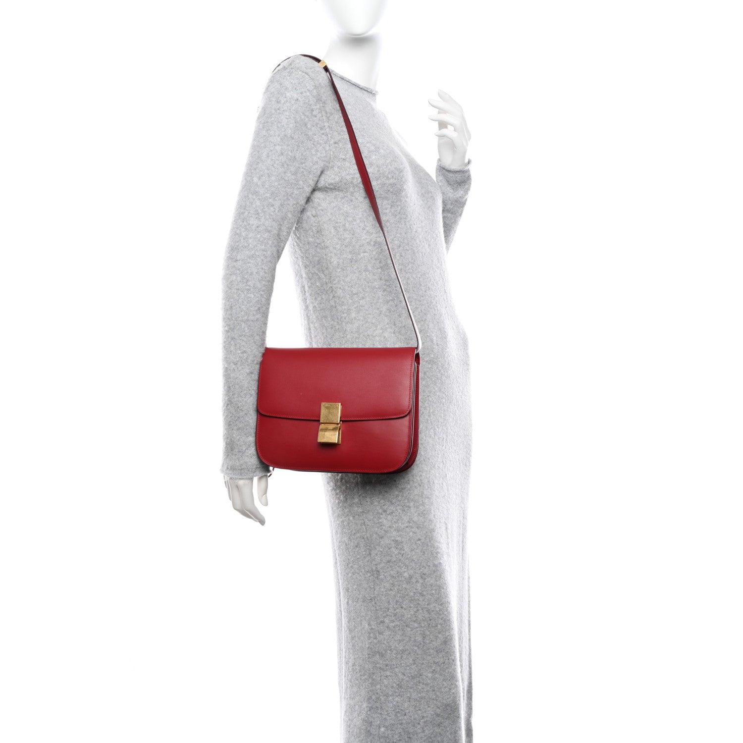 Celine Box Calfskin Medium Classic Box Flap Bag Red 2 of 12