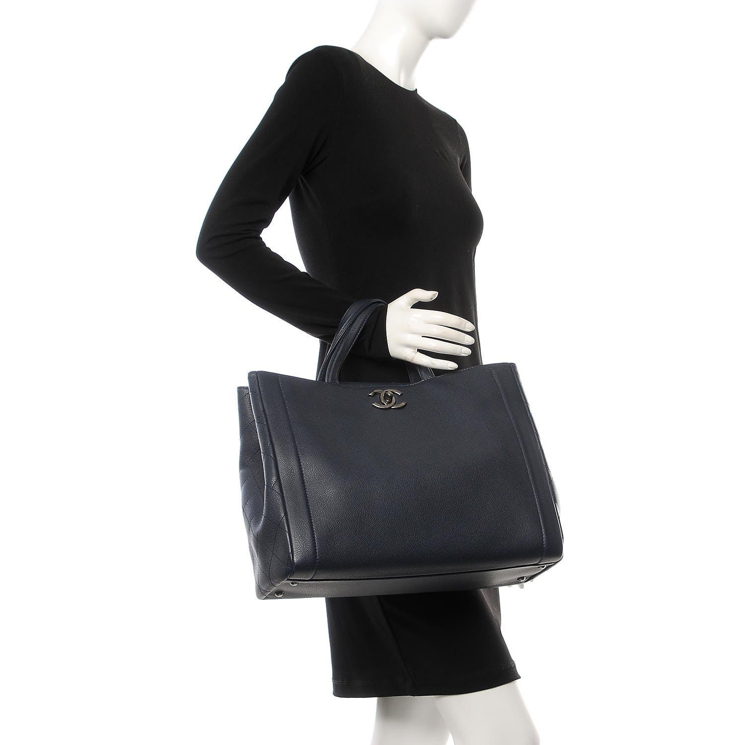 Chanel Caviar Large Shopping Tote Navy 2 of 22