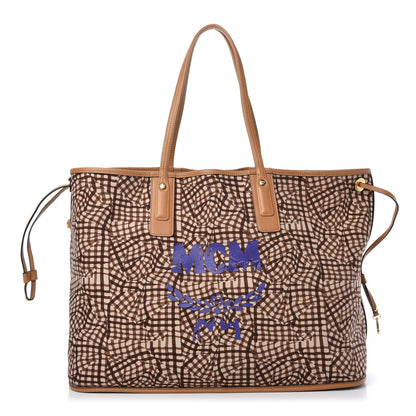 MCM Visetos Large Liz Reversible Shopper Tote Cognac 3 of 10