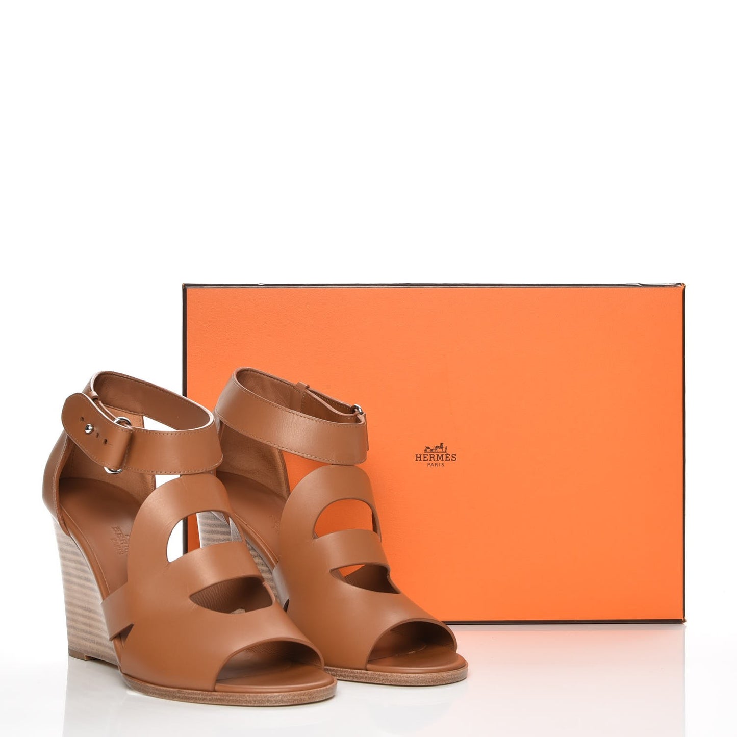 Calfskin Merryl Wedge Sandals 36 Naturel