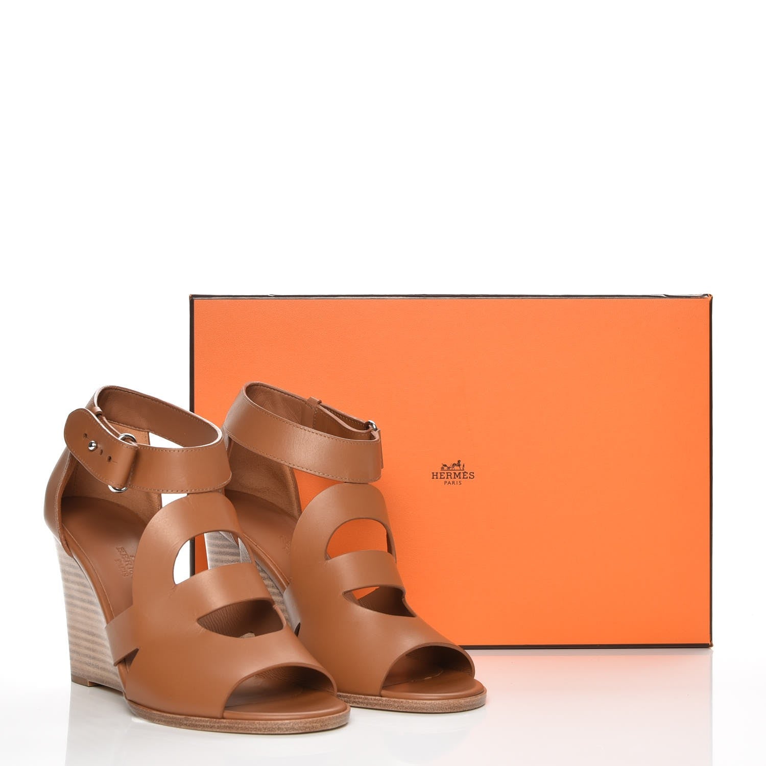 Hermes Calfskin Merryl Wedge Sandals 36 Naturel 9 of 9