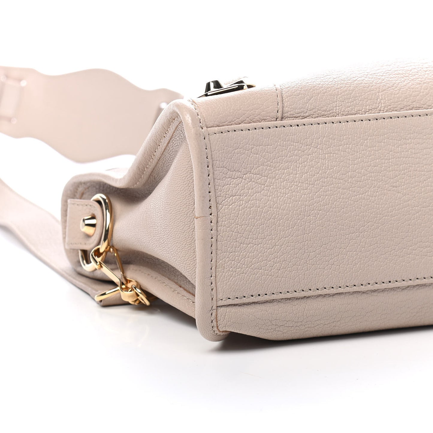 Chevre Gold Metallic Edge Hardware S City Beige Praline