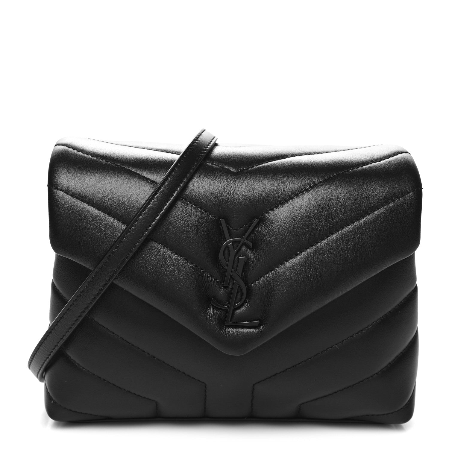 Saint Laurent Calfskin Y Quilted Monogram Monochrome Toy Loulou Crossbody Bag Black 1 of 10