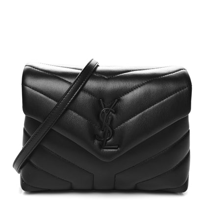 Saint Laurent Calfskin Y Quilted Monogram Monochrome Toy Loulou Crossbody Bag Black 1 of 10