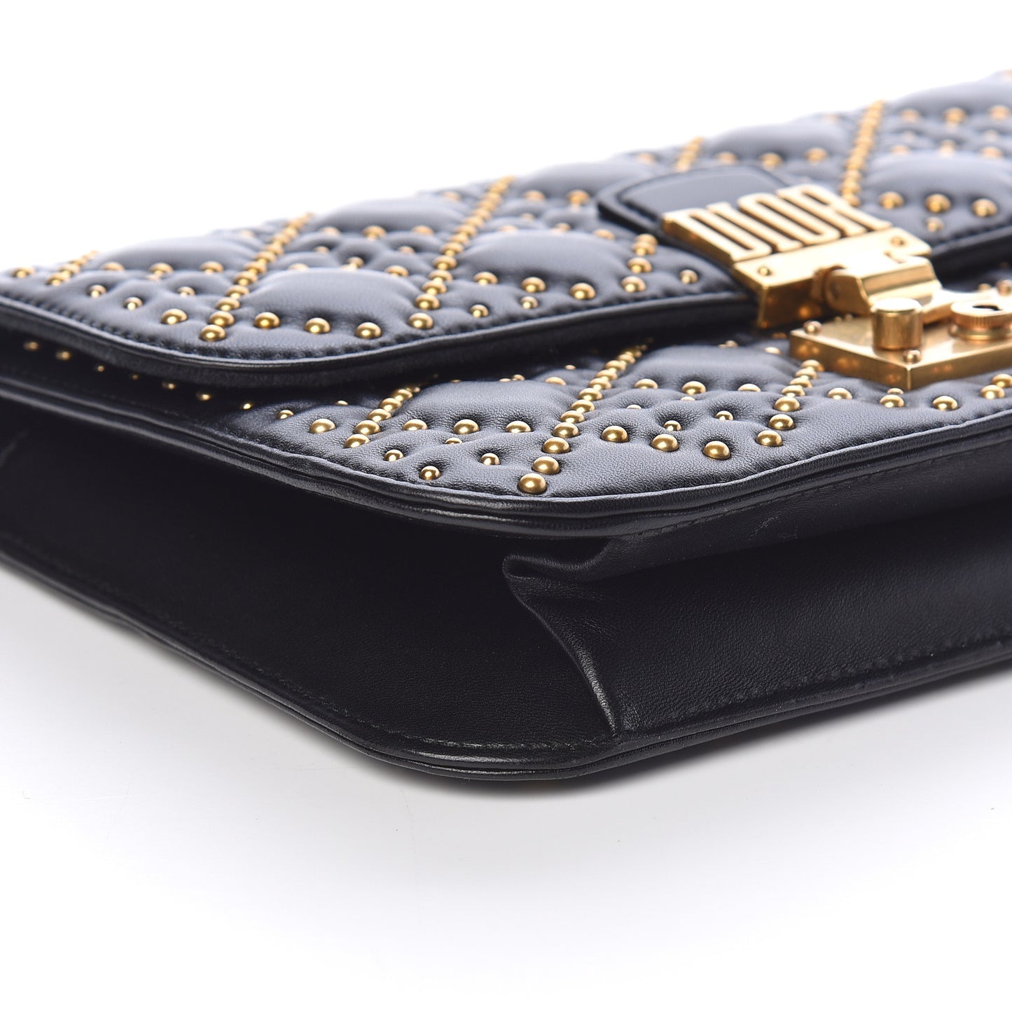 Lambskin Cannage Studded Large Dioraddict Flap Bag Black