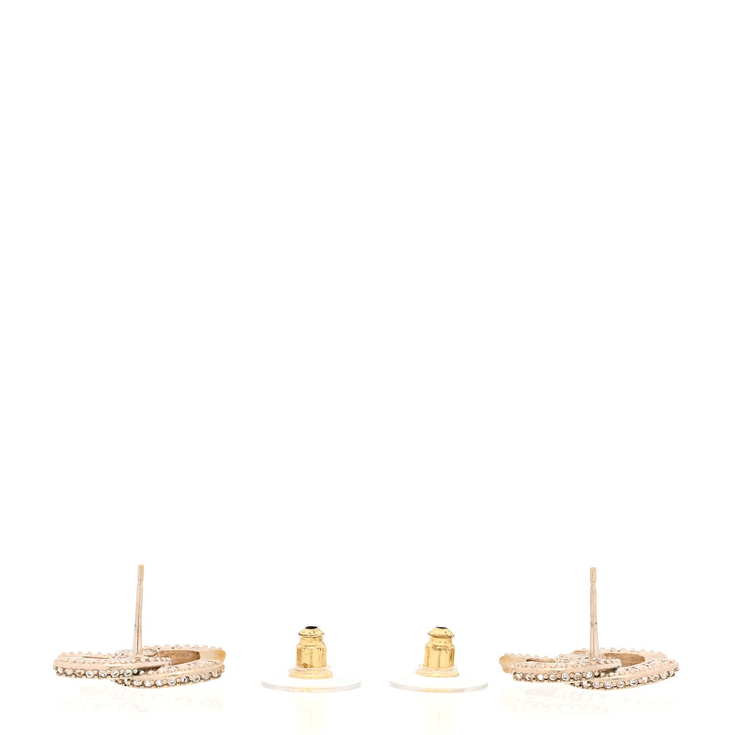 Chanel Crystal Timeless CC Earrings Light Gold 3 of 5