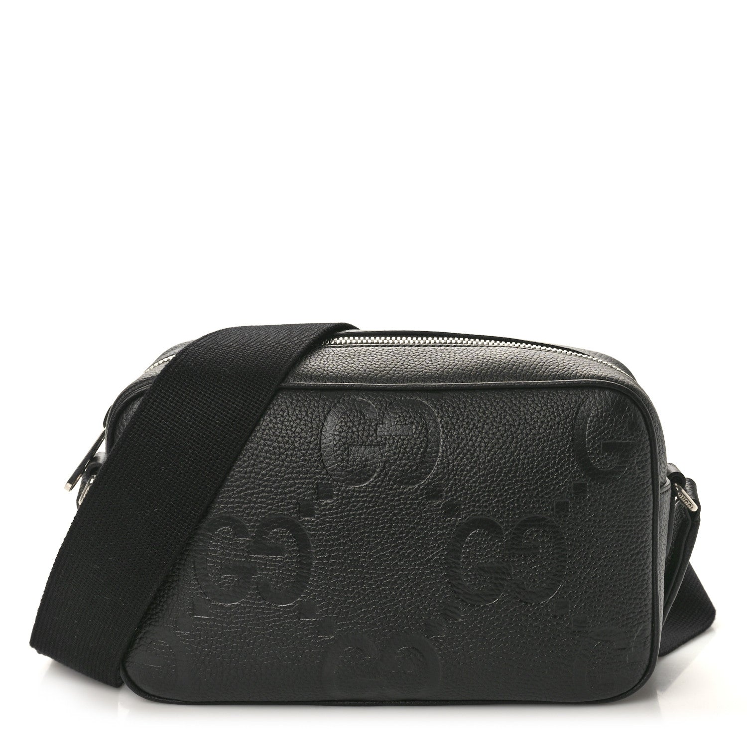 Gucci Piuma Calfskin Jumbo GG Embossed Medium Messenger Bag Black 1 of 10