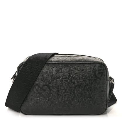 Gucci Piuma Calfskin Jumbo GG Embossed Medium Messenger Bag Black 1 of 10