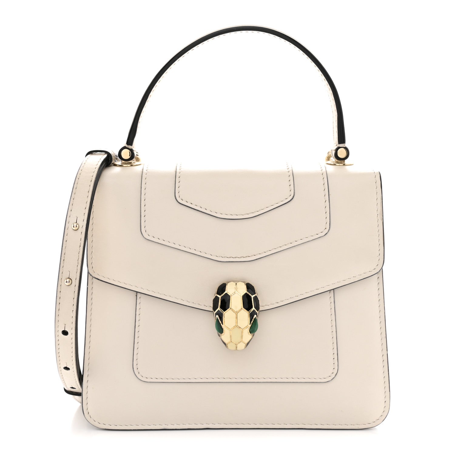 Bulgari Calfskin Serpenti Forever Top Handle White 1 of 12