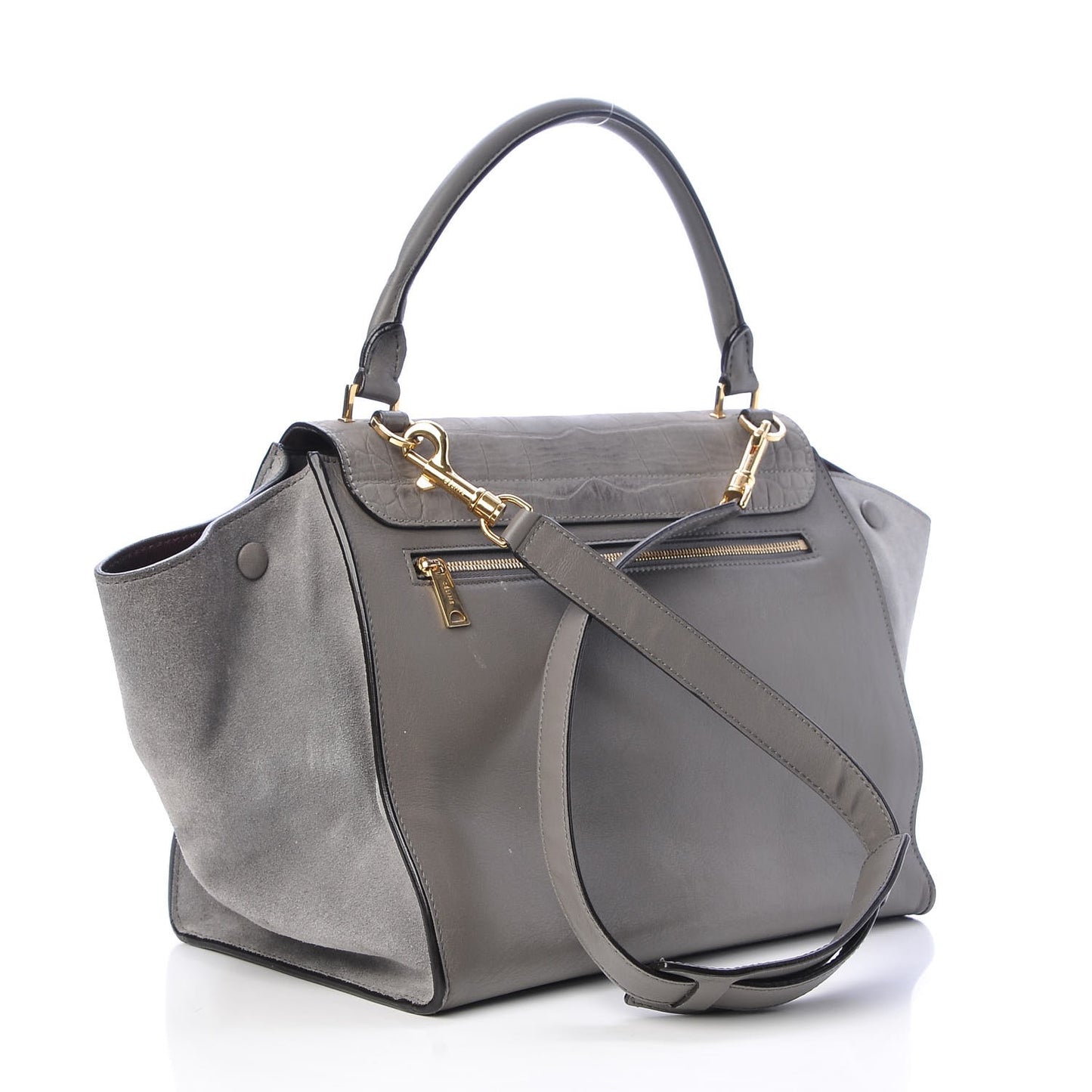 Crocodile Embossed Nubuck Medium Trapeze Grey