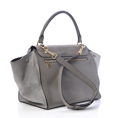 Celine Crocodile Embossed Nubuck Medium Trapeze Grey 3 of 13