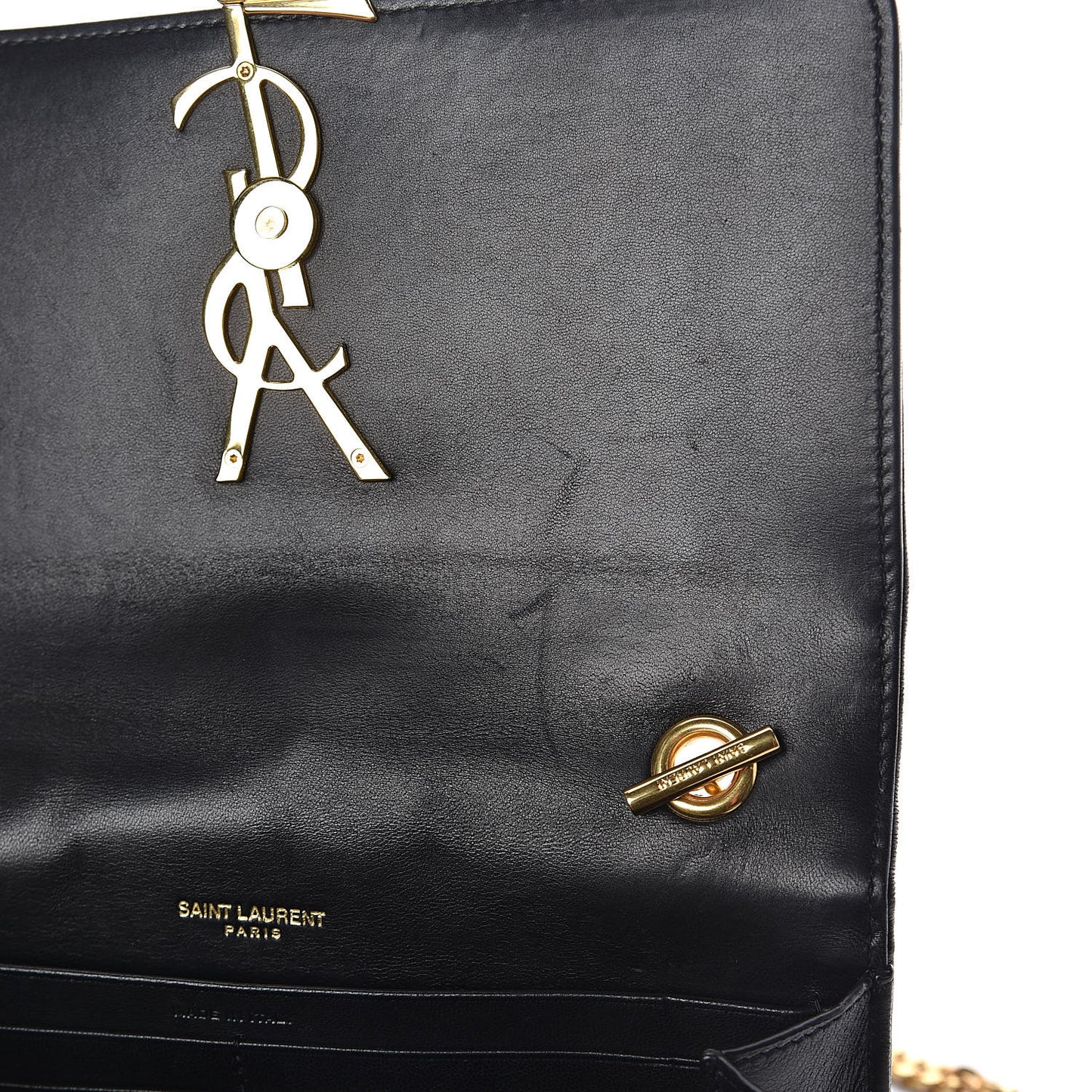 Lambskin Matelasse Monogram Vicky Chain Wallet Black