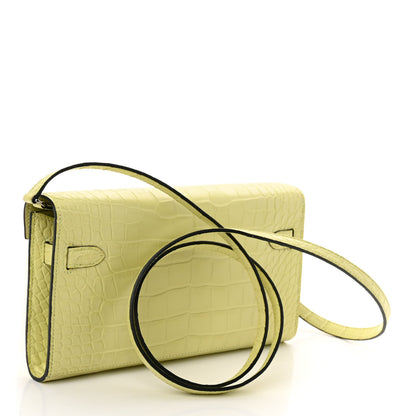 Hermes Matte Alligator Kelly To Go Wallet Jaune Bourgeon 3 of 10