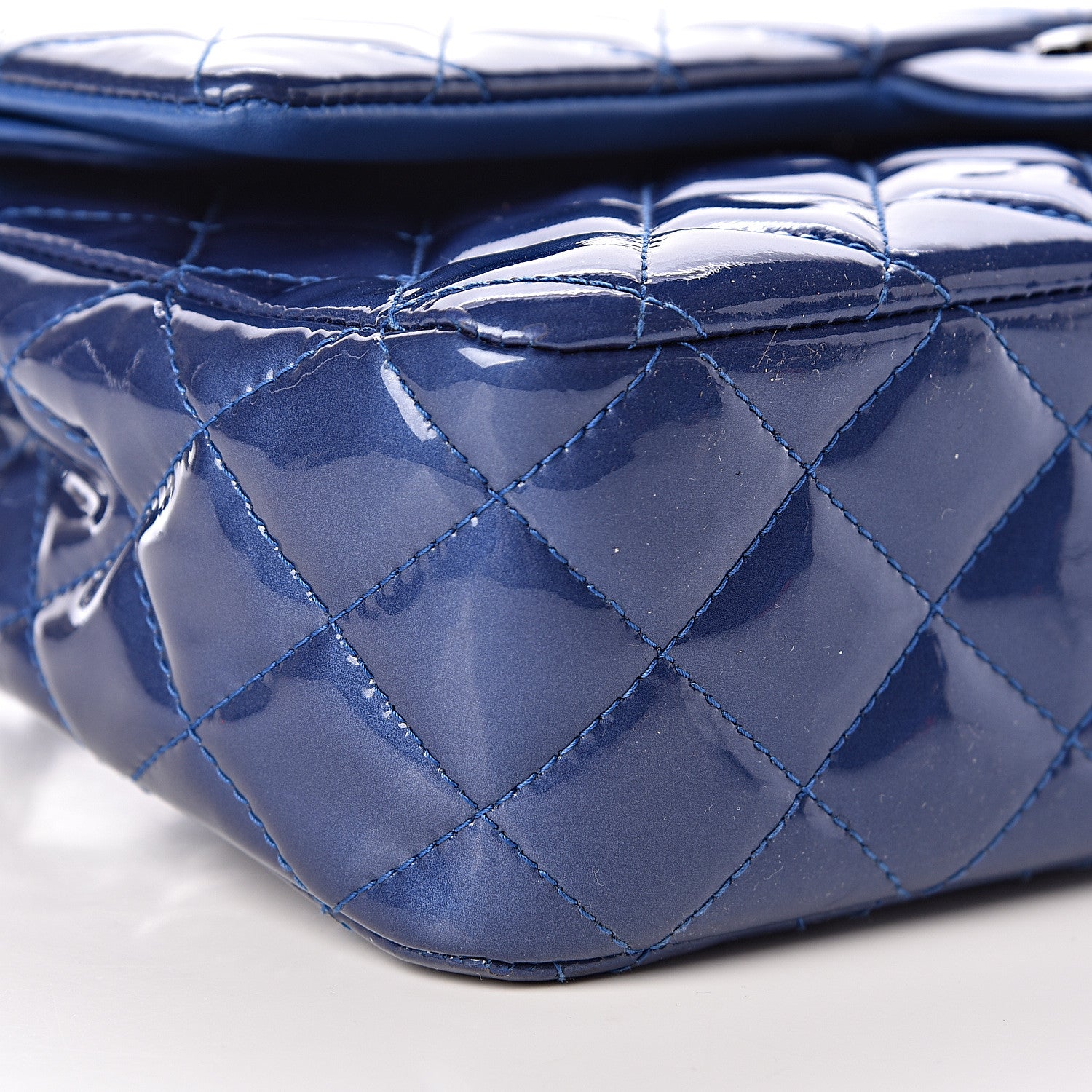 Chanel Patent Quilted Medium Double Flap Blue 8 of 14