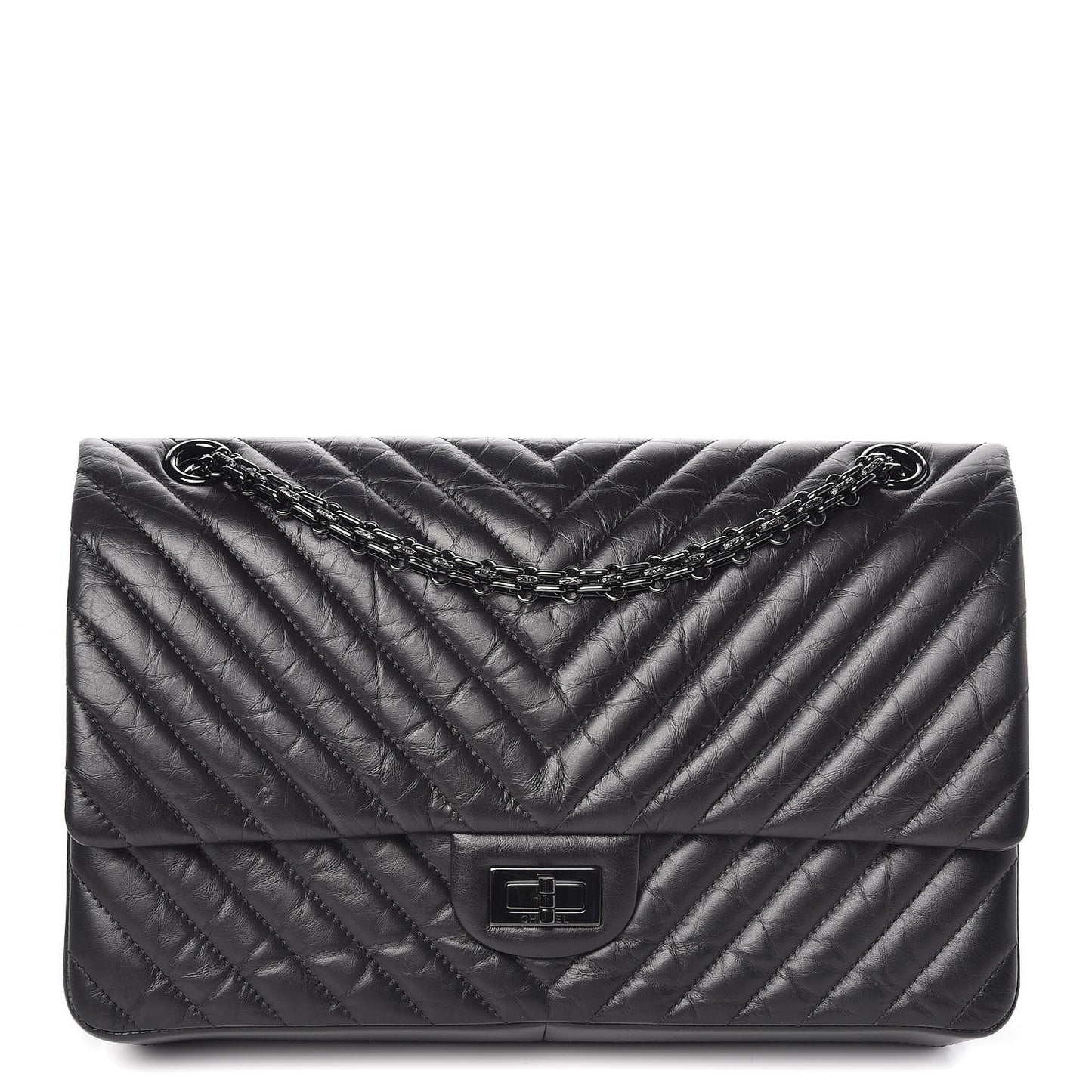 Aged Calfskin Chevron Quilted 2.55 Reissue 226 So Black