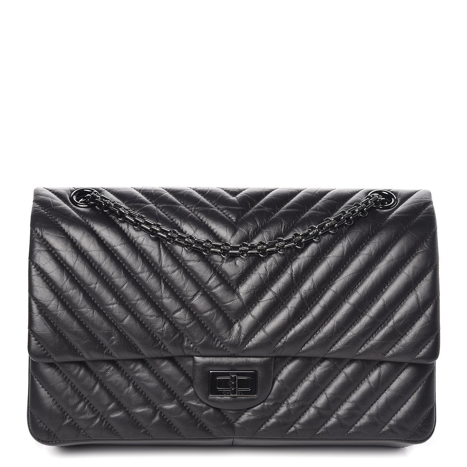 Chanel Aged Calfskin Chevron Quilted 2.55 Reissue 226 So Black 1 of 11