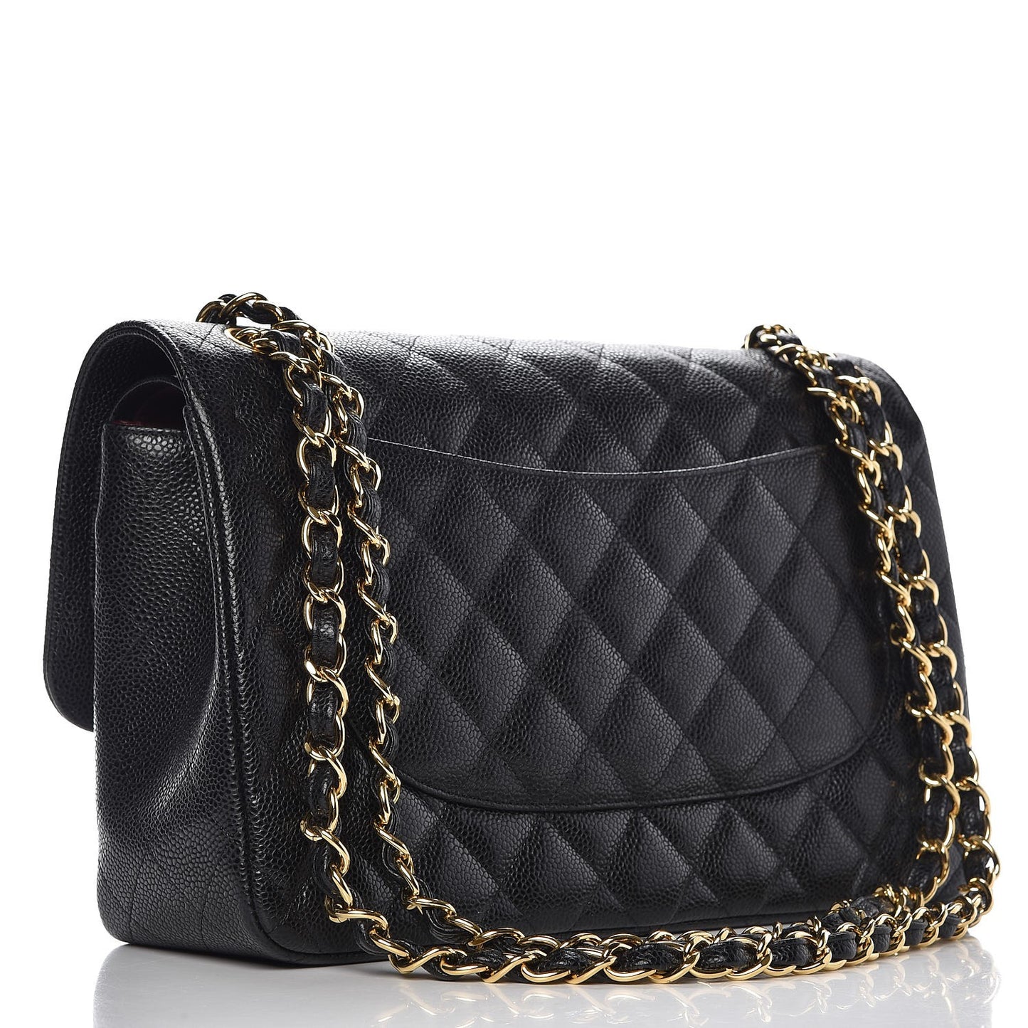Caviar Quilted Jumbo Double Flap Black