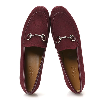 Gucci New Canvas GG Monogram Malaga Kid Horsebit Womens Jordaan Loafers 36.5 Rosso Ancora 2 of 9