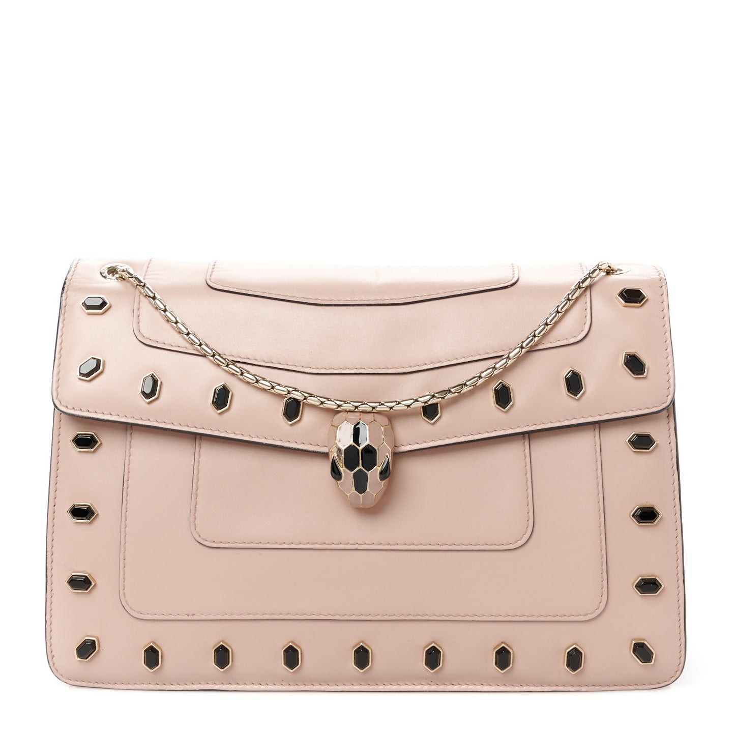 Calfskin Scaglie Studs Serpenti Forever Shoulder Bag Desert Quartz