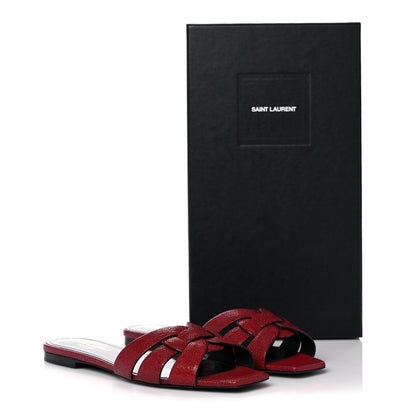 Saint Laurent Grain De Poudre Nu Pied 05 Slide Sandals 37.5 Cordovan 10 of 10