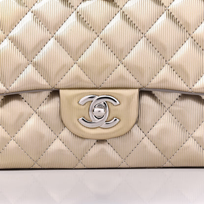 Chanel Striated Patent Quilted Medium Double Flap Gold 8 of 10